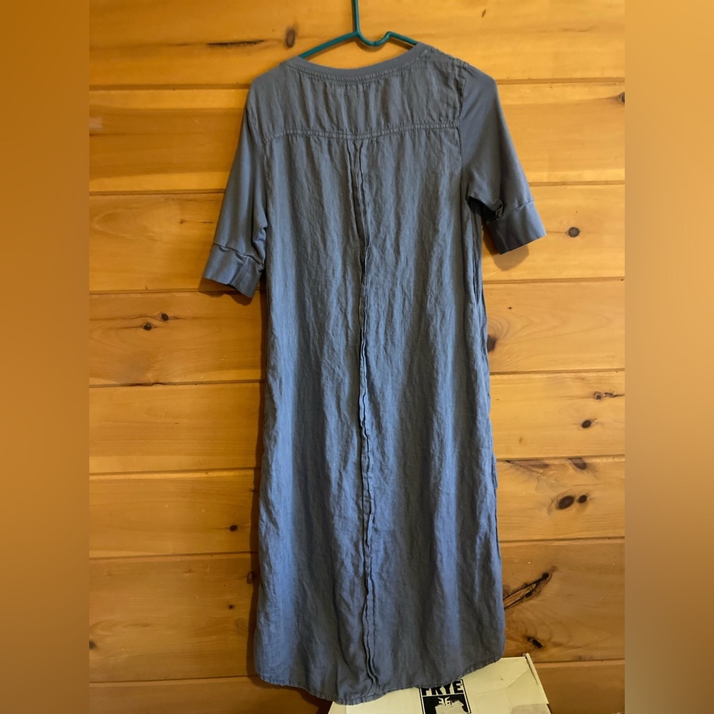 FLAX linen dress SIZE Petite (X-Small) • cornflower blue • NWOT • pockets! 😍 - Picture 3 of 16
